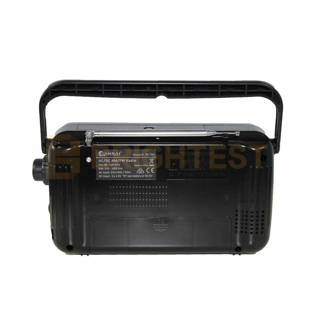 Portable AM/FM Radio Battery Powered AC/DC Earphone Plug Jack Speaker Antenna