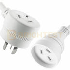 2M/5M Piggyback Power Extension Cord Lead Australian 3-Pin Plug 240V White Cable
