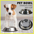 Stainless Steel Pet Bowl Water Bowls Portable Anti Slip Feeder Dog Cat Embossed