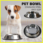 Stainless Steel Pet Bowl Water Bowls Portable Anti Slip Feeder Dog Cat Embossed