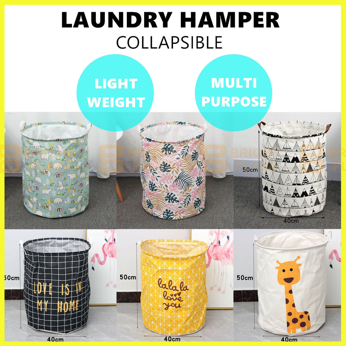 Collapsible Laundry Hamper Basket Storage Clothes Bag Washing Bin Toy Organiser