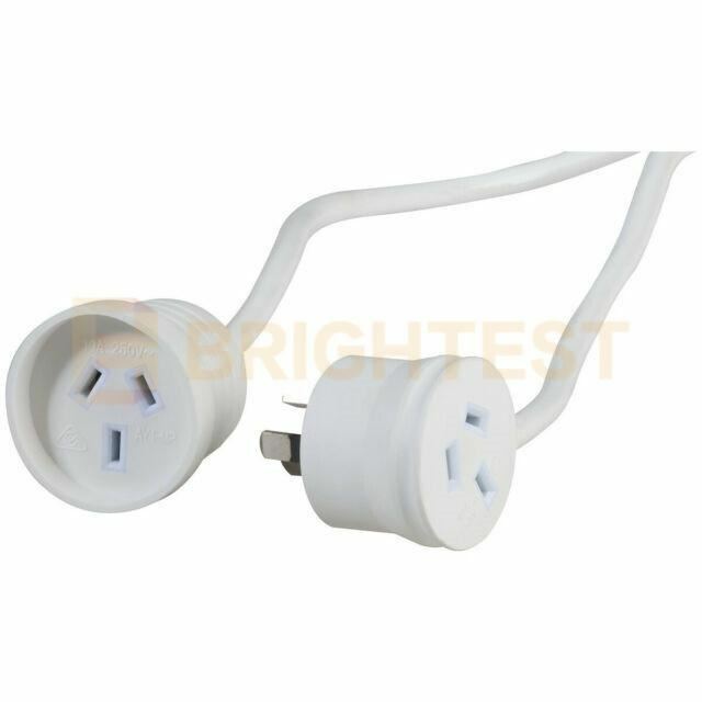 2M/5M Piggyback Power Extension Cord Lead Australian 3-Pin Plug 240V White Cable