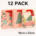12x Christmas Gift Bags 18x23cm Assorted Designs Xmas Present Bags Gift Bag Set