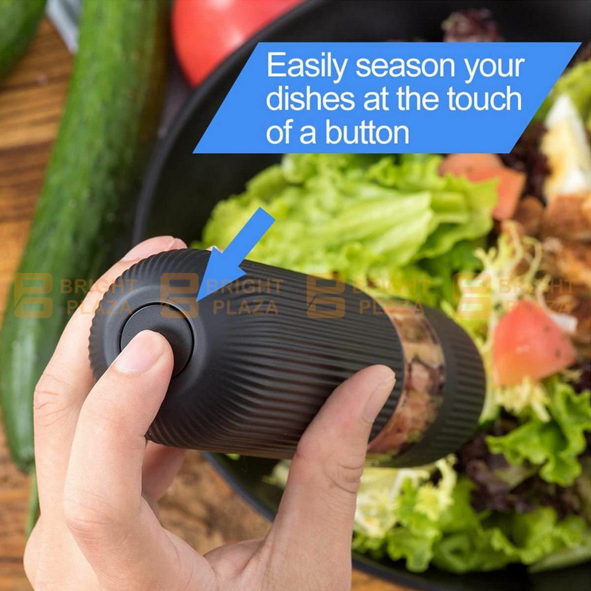 Electric Salt Pepper Grinder Mill Shaker One Touch Push Button LED Light Battery