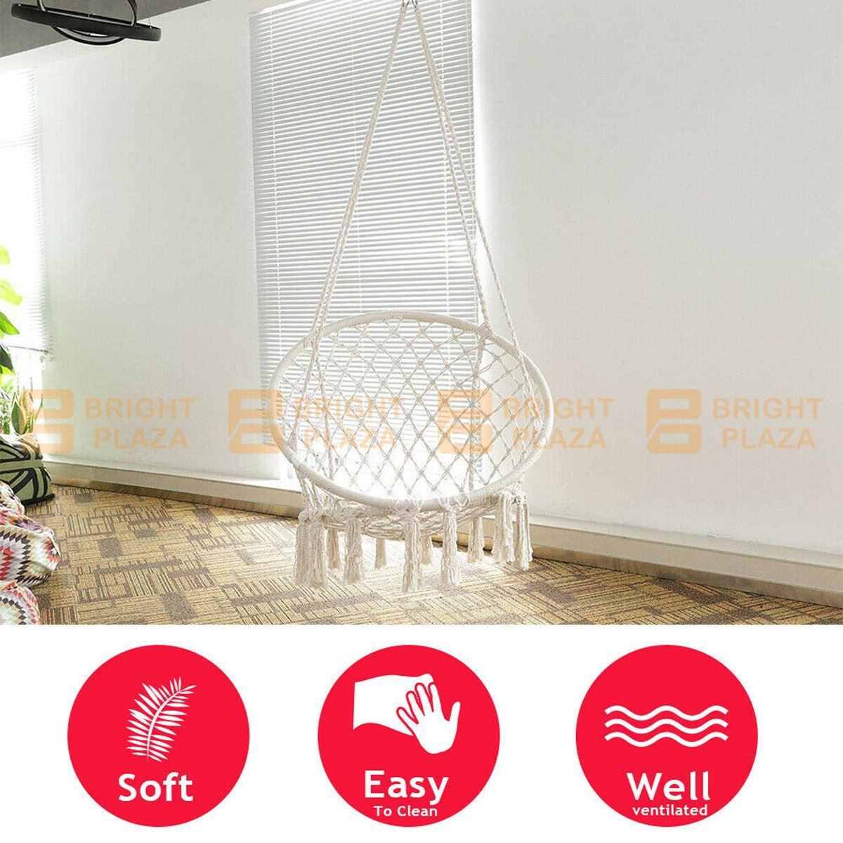 Large Hammock Chair Macrame Cotton Rope Swing Bed Relax Outdoor Hanging Seat Sit