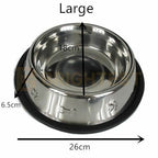 Stainless Steel Pet Bowl Water Bowls Portable Anti Slip Feeder Dog Cat Embossed