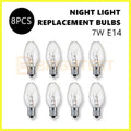 8pcs Clear Night Light Lamp Replacement Bulbs 7W E14 240V Small Screw On Bulb