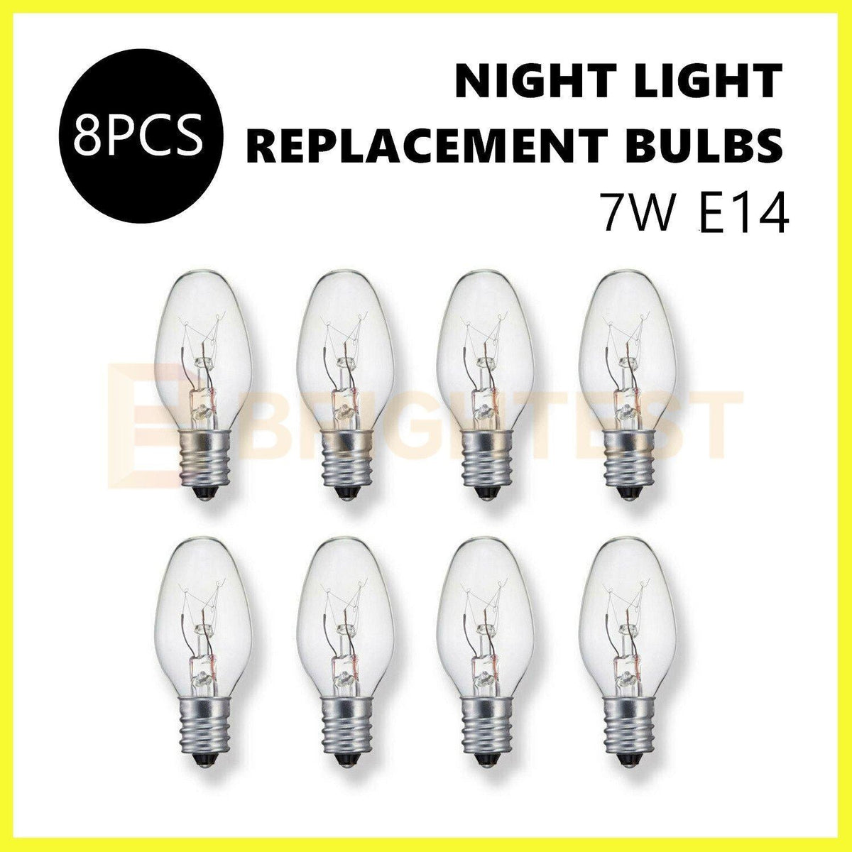 8pcs Clear Night Light Lamp Replacement Bulbs 7W E14 240V Small Screw On Bulb