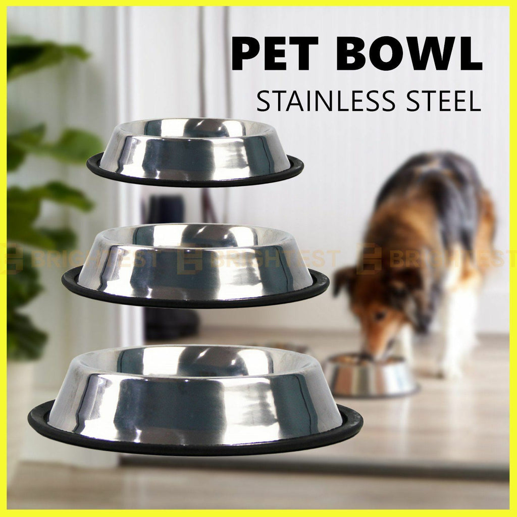 Stainless Steel Pet Bowl Water Bowls Portable Anti Slip Skid Feeder Dog Cat
