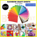 50pk Rainbow EVA Foam Craft Sheets Fun Paper Handmade Art Kids Assorted Colours