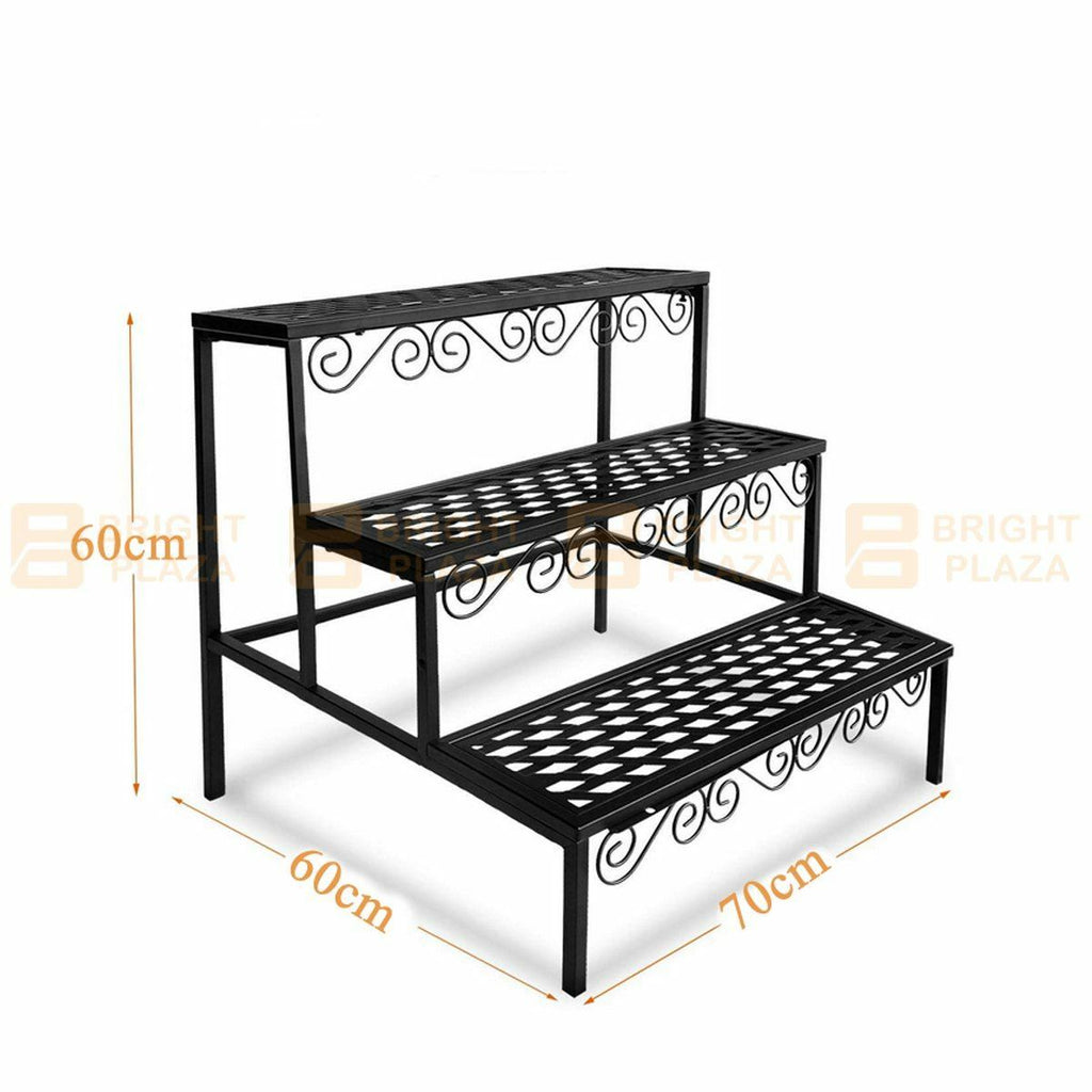 3 Tier Metal Plant Stand Flower Pot Planter Display Rack Garden Balcony Shelf
