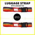 2 Piece Luggage Strap Suitcase Belt Adjustable Secure Nylon Packing Clip Rainbow