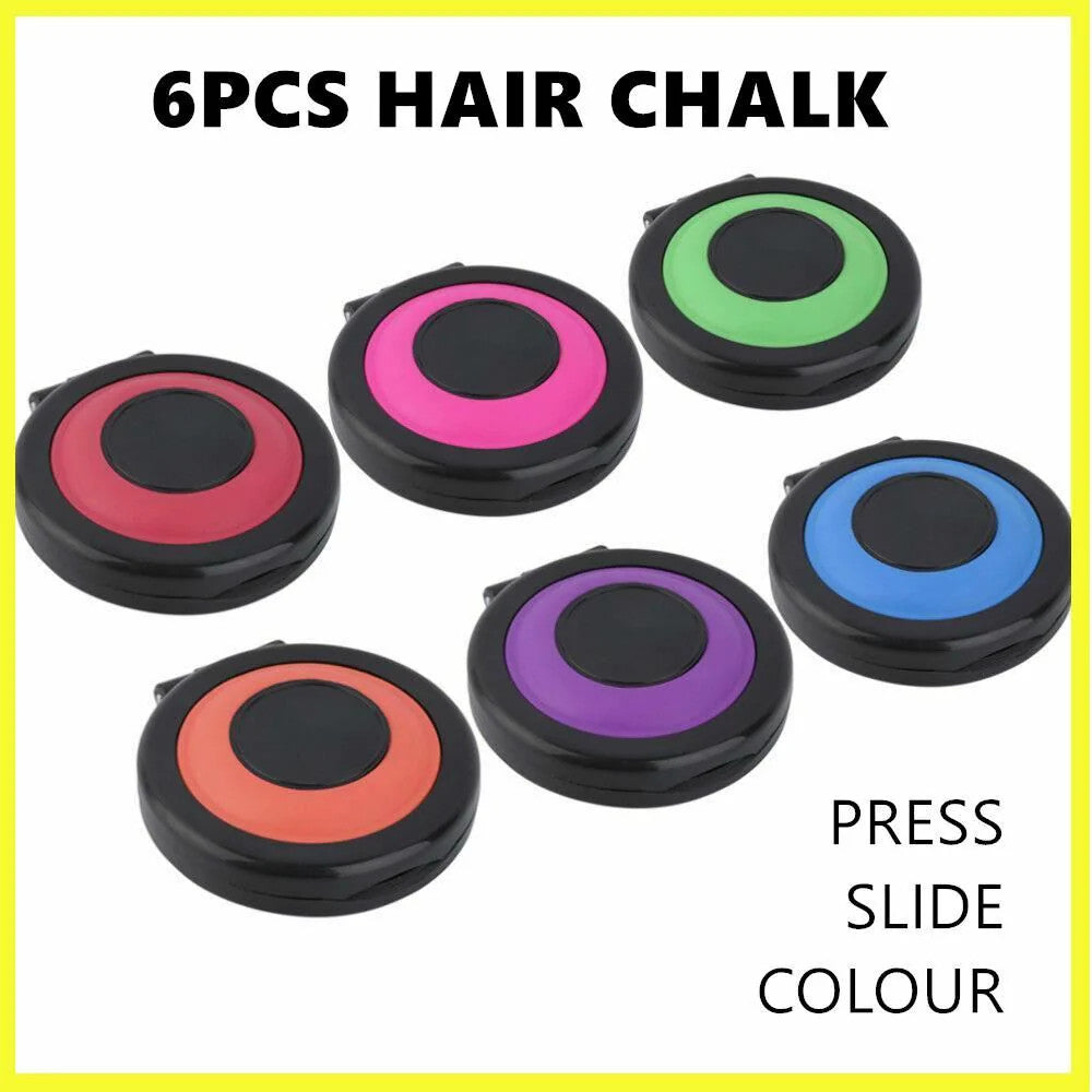 6pcs Hair Colour Hair Chalk Compacts Vibrant Colours Quick Easy Temporary Dye