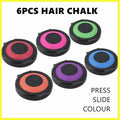 6pcs Hair Colour Hair Chalk Compacts Vibrant Colours Quick Easy Temporary Dye
