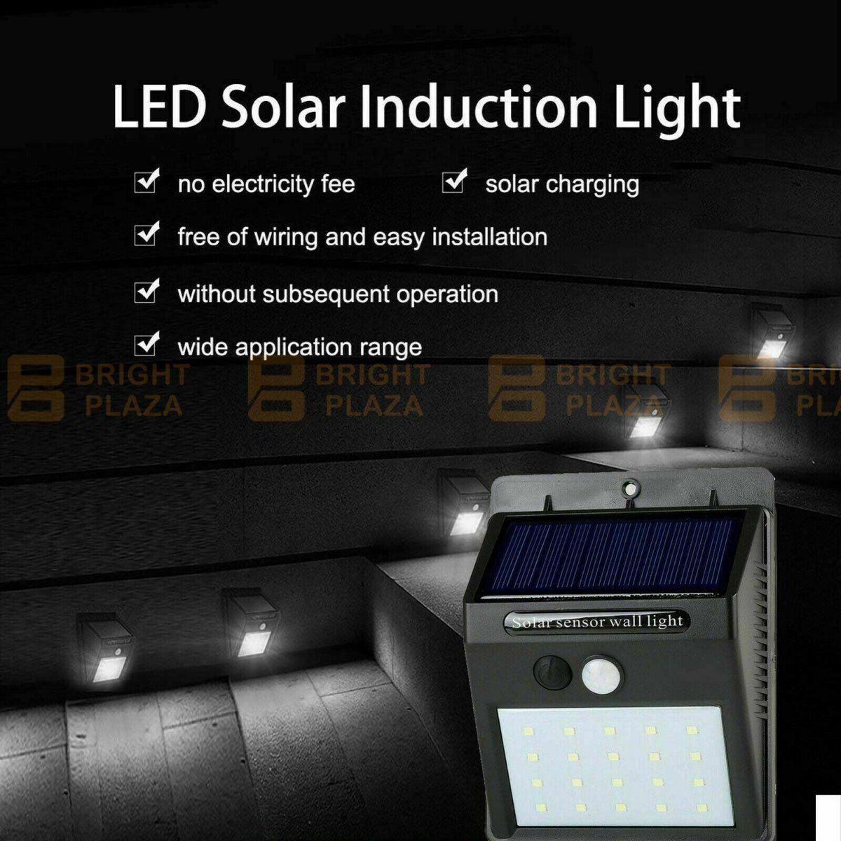 2PK 20 LED Solar Powered PIR Motion Sensor Light Garden Outdoor Security Lights