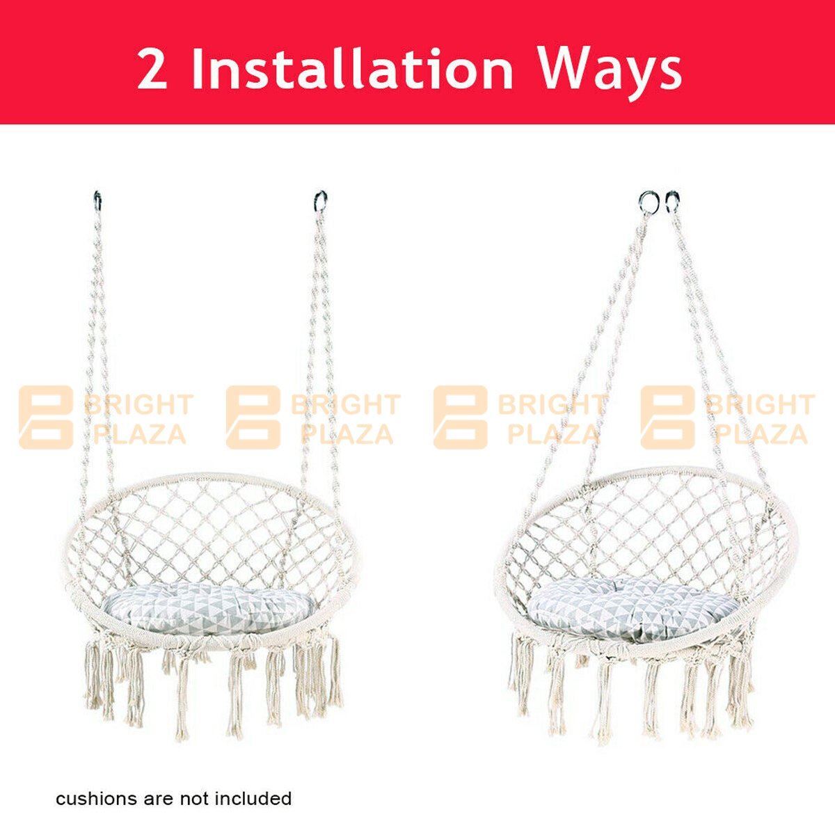 Large Hammock Chair Macrame Cotton Rope Swing Bed Relax Outdoor Hanging Seat Sit