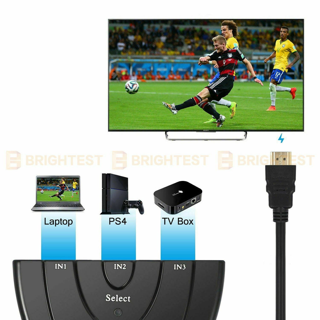 4K 1080P HDMI HDTV Switch Switcher Selector Splitter Cable 3 Port Way In 1 Out