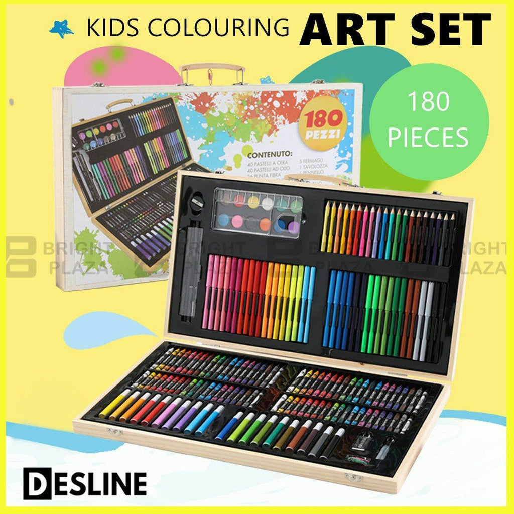 180PCS Kids Complete Art Set Box Case Paints Drawing Colour Pencils Pastels