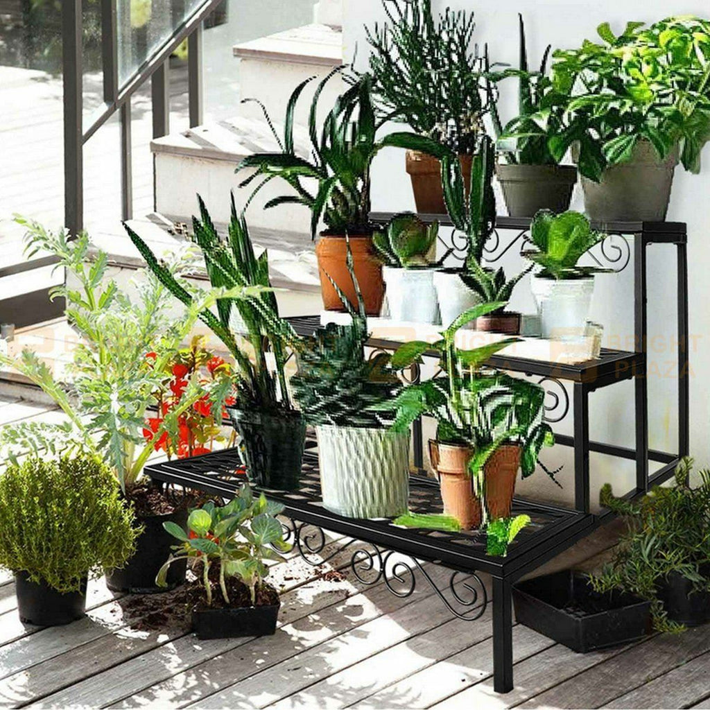 3 Tier Metal Plant Stand Flower Pot Planter Display Rack Garden Balcony Shelf