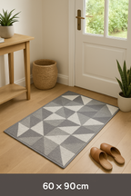 Geometric Carpet Floor Mat 60x90cm Grey Non-Slip Rug for Entryway Bathroom