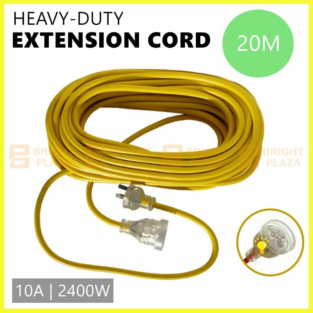20m Heavy Duty Power Extension Cord Cable Lead 240V Electric Power Connection