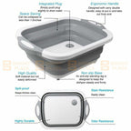 Foldable Kitchen Chopping Board Storage Basket Colander Wash Basin Portable 2in1