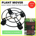 Round Plant Pot Mover Wheels Rolling Trolley Metal Stand Garden Plate Flower