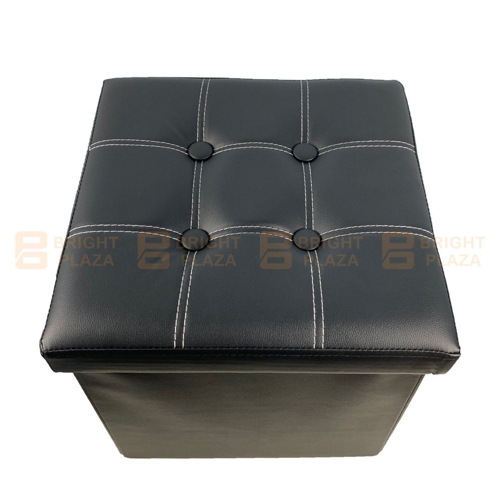 Folding Ottoman Storage Cube Footstool Stool Box Pouf Seat Bench PU Faux Leather