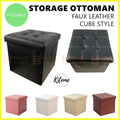 Folding Ottoman Storage Cube Footstool Stool Box Pouf Seat Bench PU Faux Leather