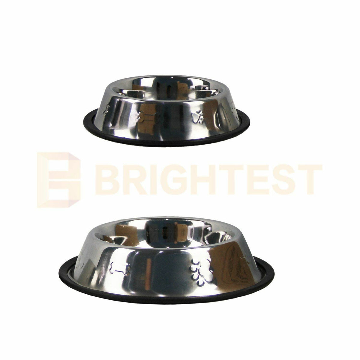 Stainless Steel Pet Bowl Water Bowls Portable Anti Slip Feeder Dog Cat Embossed