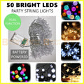 50 LED String Lights Outdoor Fairy Globe Bubble Light Battery Powered Party Xmas