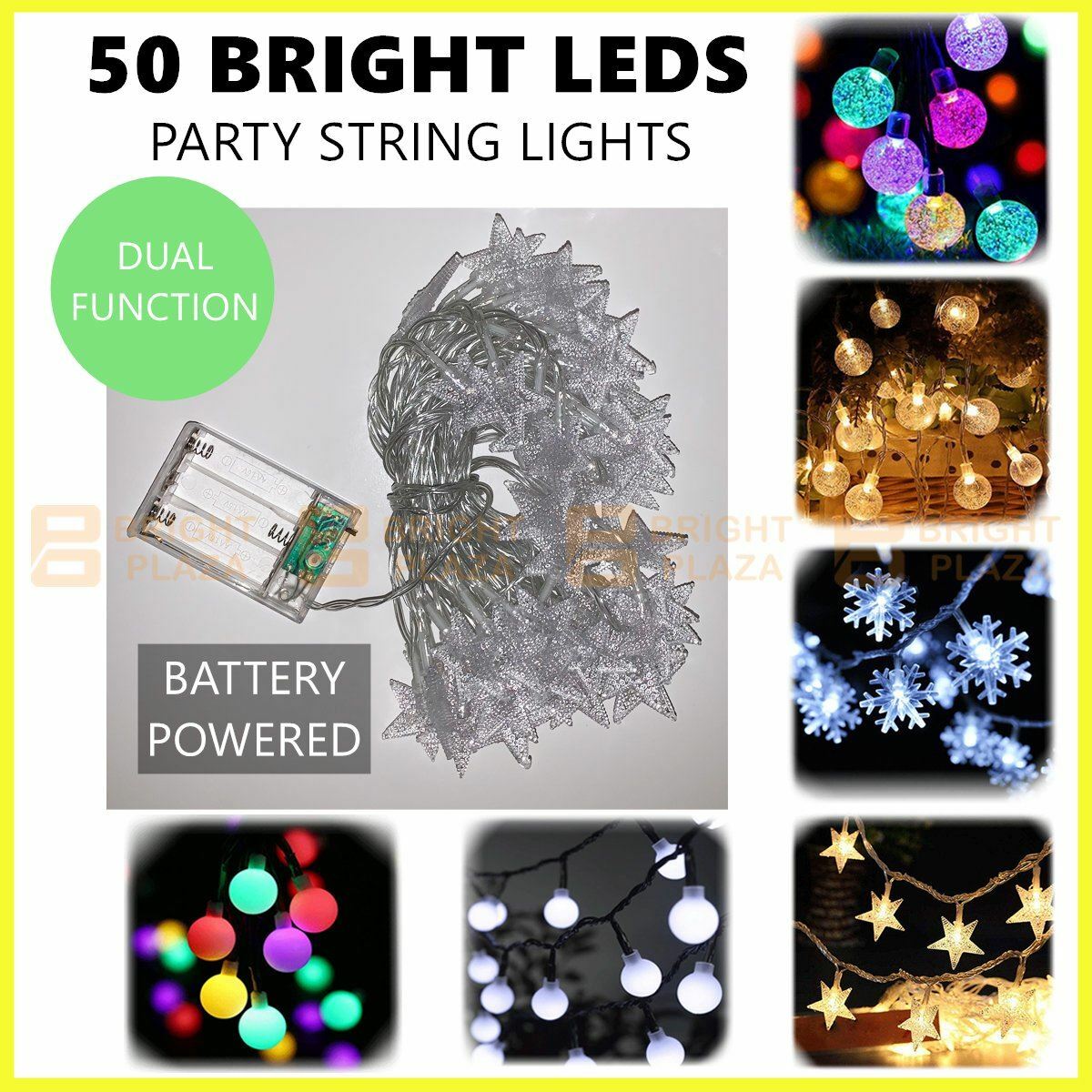 50 LED String Lights Outdoor Fairy Globe Bubble Light Battery Powered Party Xmas