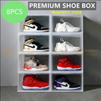 8PCS Premium Sneaker Display Shoe Box Storage Case Clear Plastic Boxes Stackable