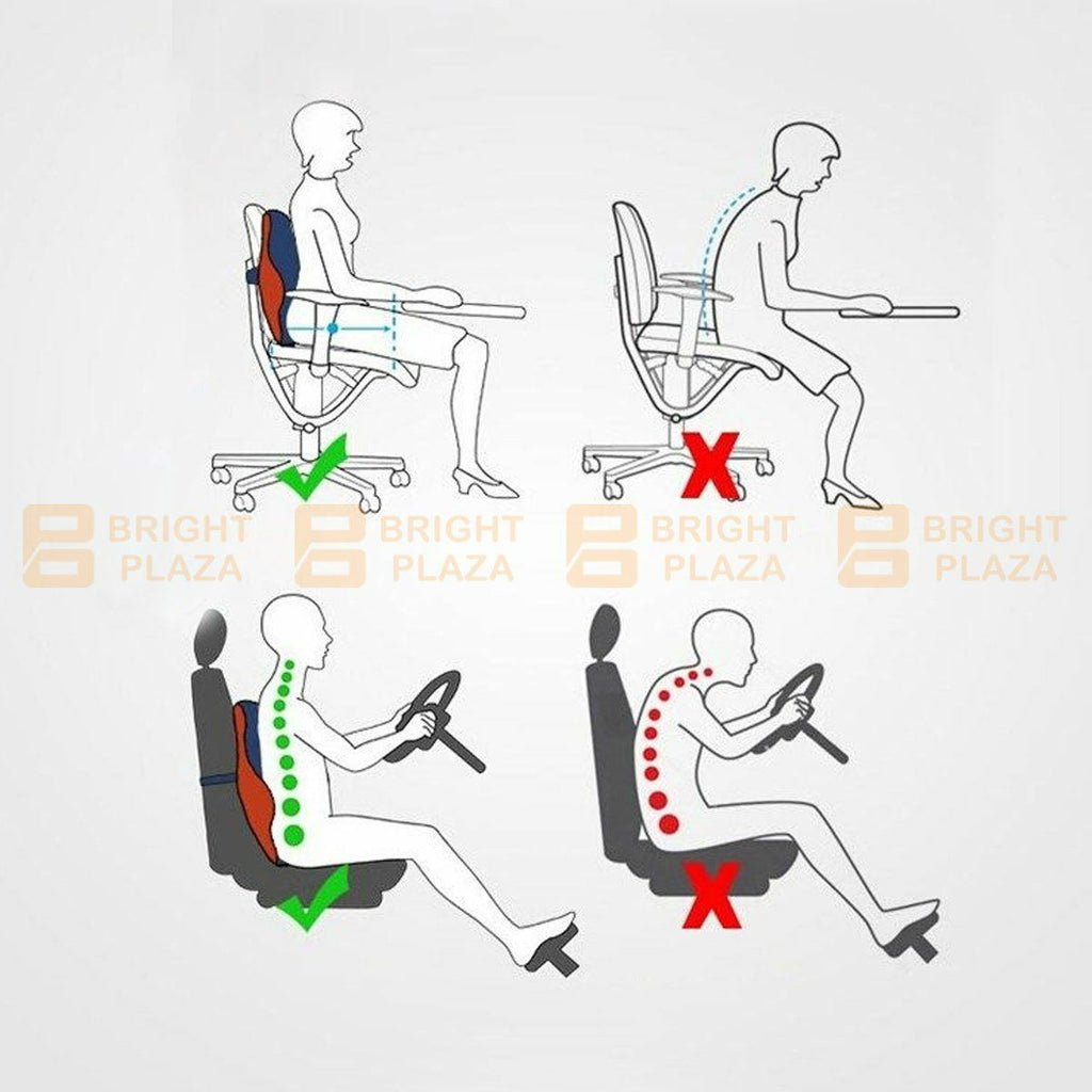 Memory Foam Lumbar Back Support Cushion Pillow Waist Home Office Car Chair Mesh