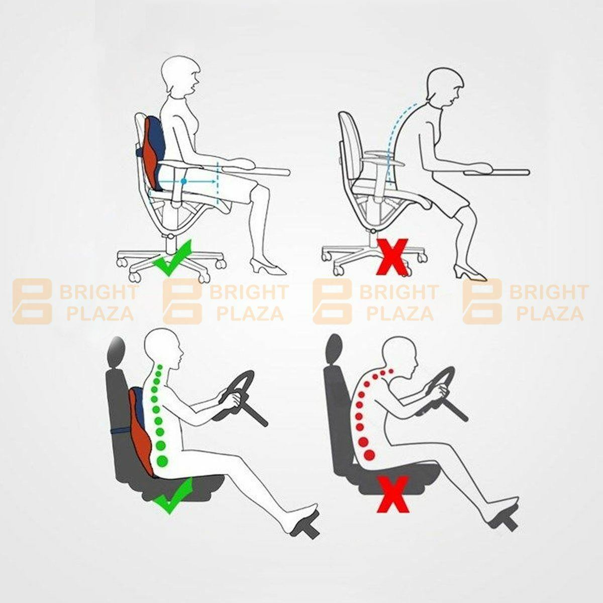 Memory Foam Lumbar Back Support Cushion Pillow Waist Home Office Car Chair Mesh