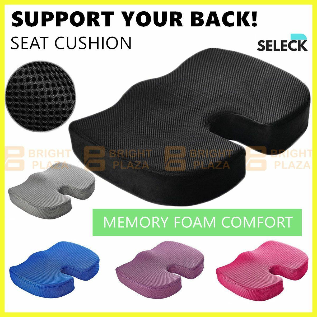 Orthopaedic Memory Foam Seat Cushion Support Back Pain Chair Pillow Car Coccyx
