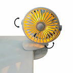 Portable Clip On Small Desk Fan Cooler Cooling USB Rechargeable Desktop Light