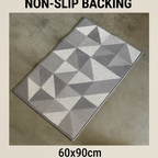 Geometric Carpet Floor Mat 60x90cm Grey Non-Slip Rug for Entryway Bathroom