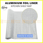 Kitchen Shelf Drawer Liner Aluminium Foil Mat Non-Adhesive Roll Oil-Proof 45x200
