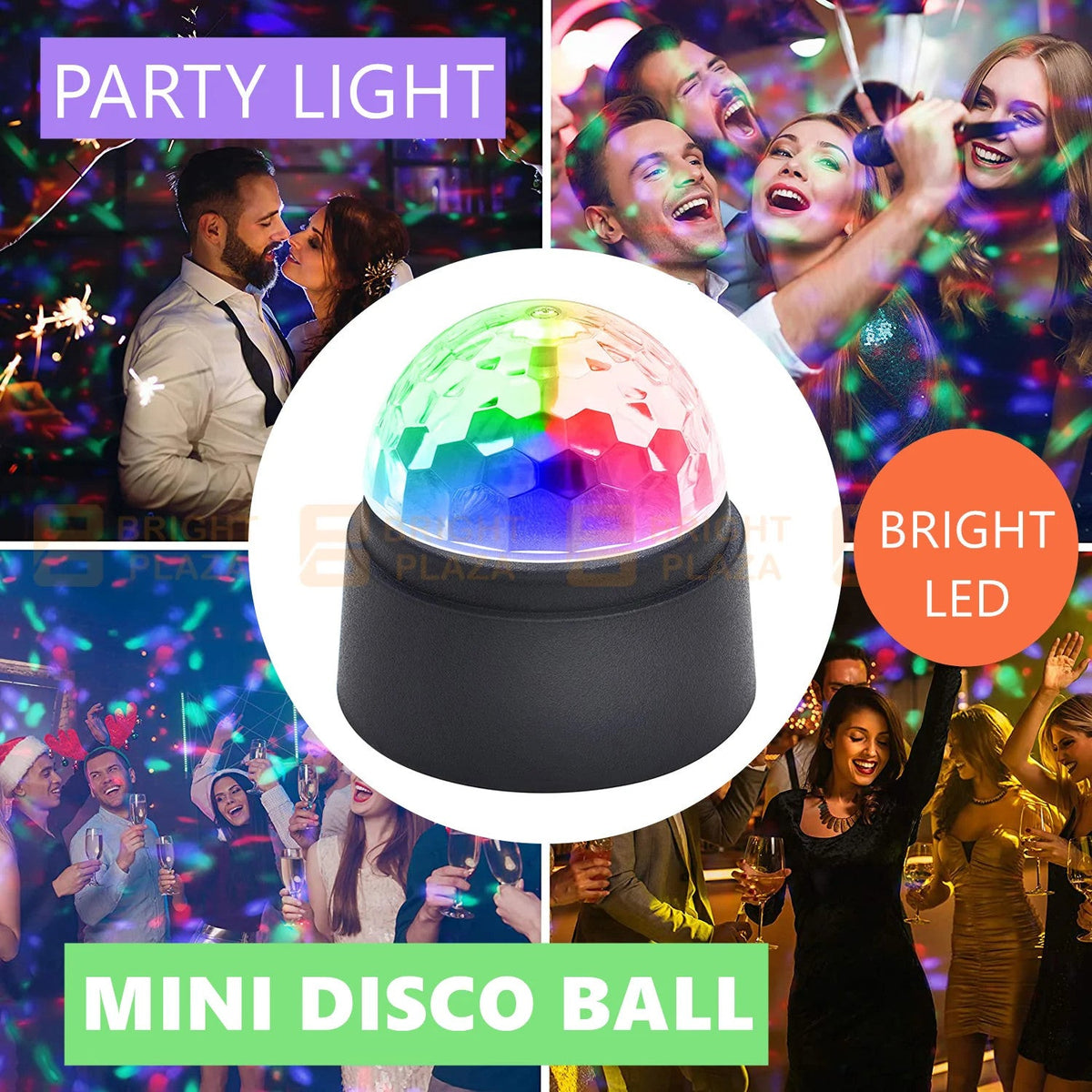Small LED Party Disco Light Battery Powered Spinning Rotating Indoor Portable St