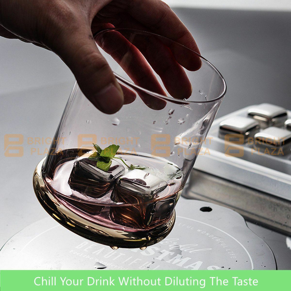 8pcs Stainless Steel Ice Cubes Whiskey Wine Metal Stones Cooling Rocks Cooler