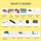 208PCS Kids Art Set Box Case Paint Draw Drawing Colour Pencils Pastels Fun Kit
