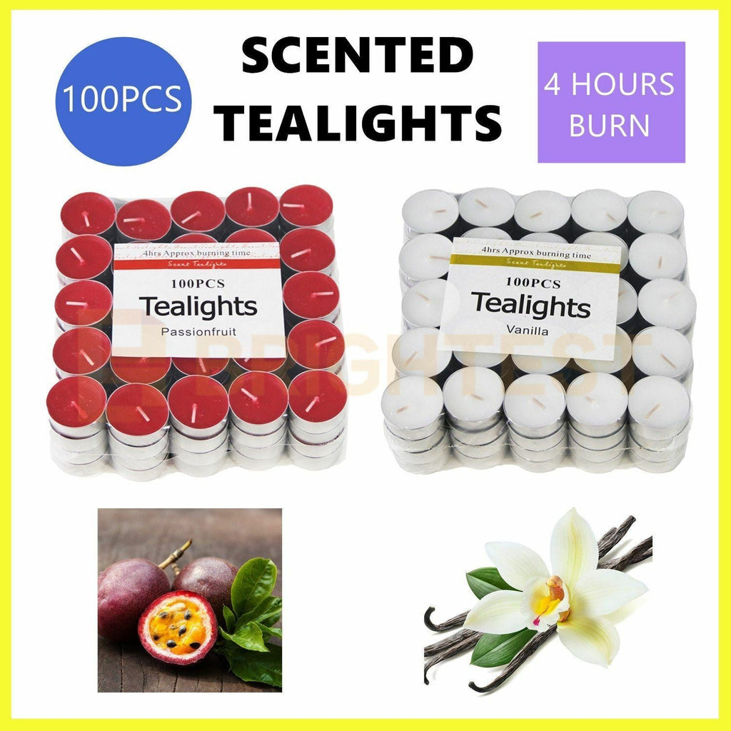 100pk Scented Tealights Tea Light  Candles Bulk 4 Hours Burn Home Scent Wedding