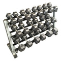 Muscle Motion Rubber Hex Dumbbell Set 10kg–40kg (10 Pairs) with 3-Tier Rack