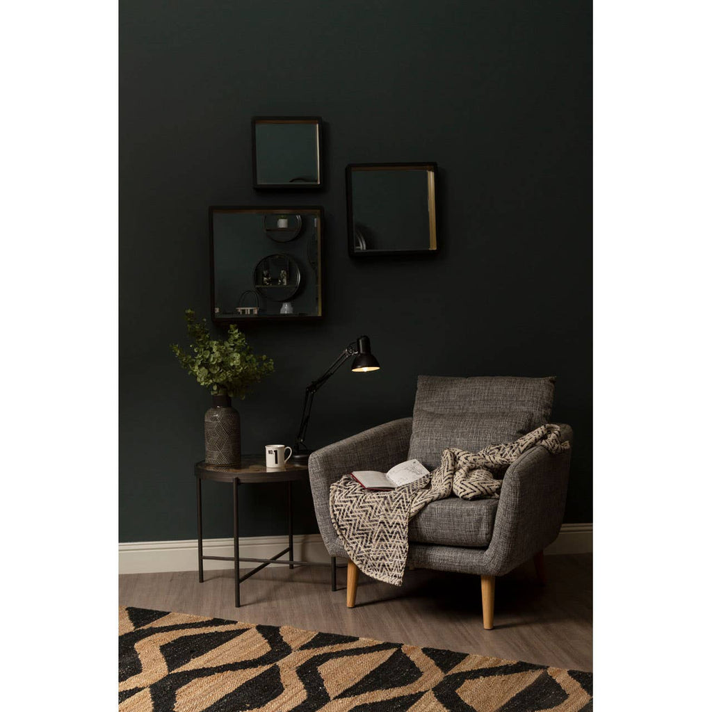 Small Black Wall Mirror with Gold Edge