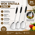 3 Pack Stainless Steel Wok Spatula Turner Non-Slip Handle Kitchen Cooking Tool
