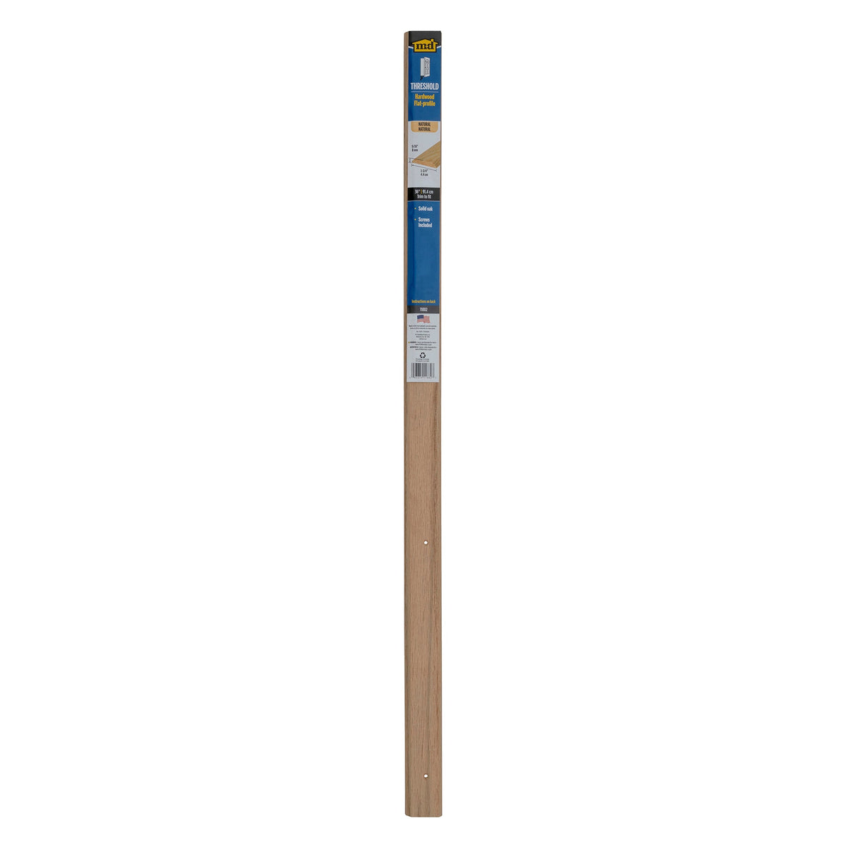 36 in. Natural Hardwood Flat-Profile Threshold for Doorways