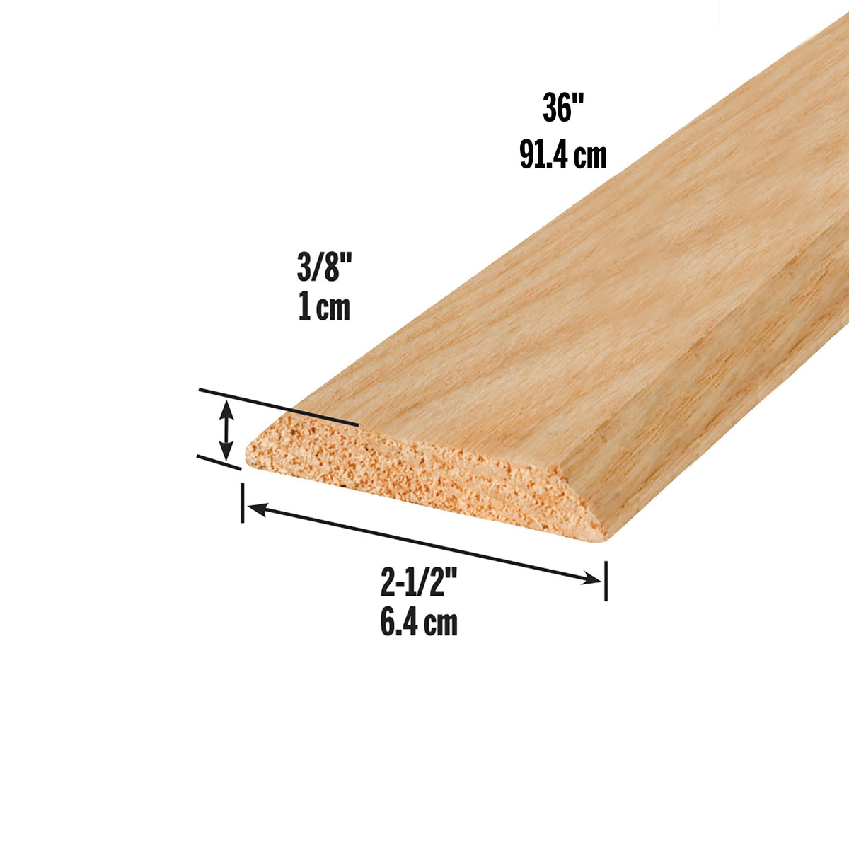 36 in. Natural Hardwood Flat-Profile Threshold for Doorways