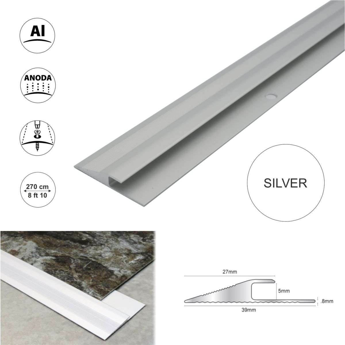 2.7m Click Vinyl Flooring Edge Profile Reducer Trim Threshold Door Bar Lvt - Cayrus World of Finishing
