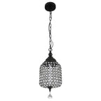 1 - Light Black/Chrome Cylinder Crystal LED Pendant Light, 7.3" Dining Room Light Fixtures Kitchen Island Light
